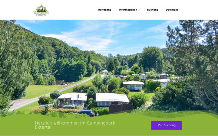 Posnetek zaslona campingpark-extertal.de