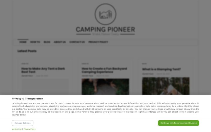 Screenshot of campingpioneer.com