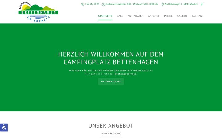 Screenshot of campingplatz-bettenhagen.de