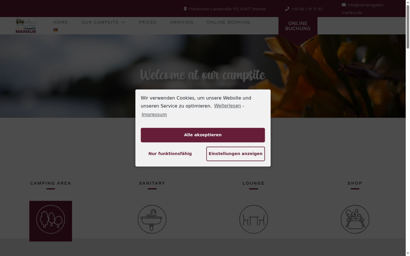 Screenshot del banner di consenso mostrato prima di qualsiasi interazione