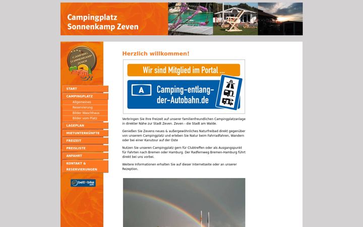 Screenshot of campingplatz-zeven.de