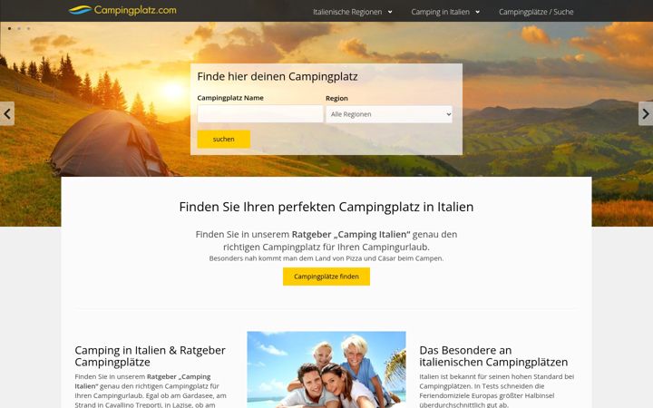 Screenshot of campingplatz.com