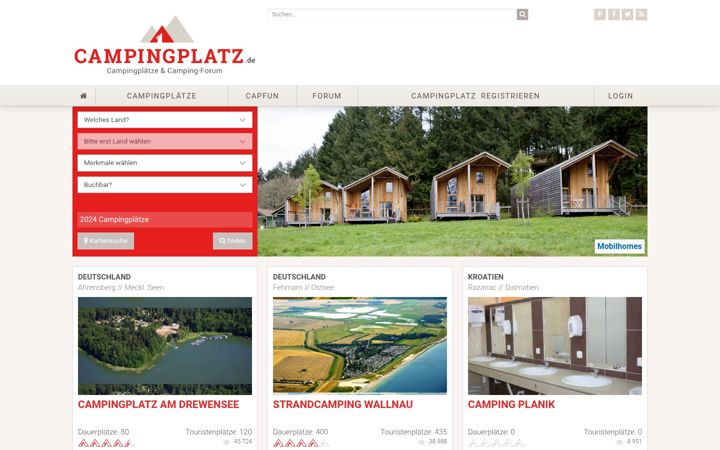 Screenshot of campingplatz.de