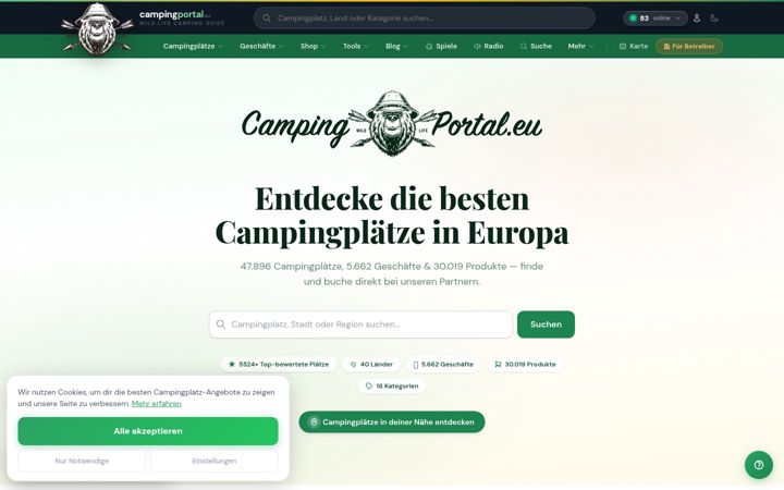 Screenshot of campingportal.eu