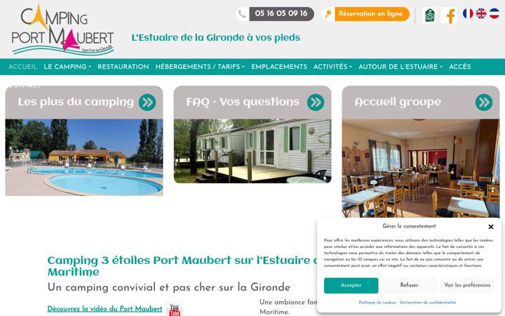 Screenshot of campingportmaubert.com