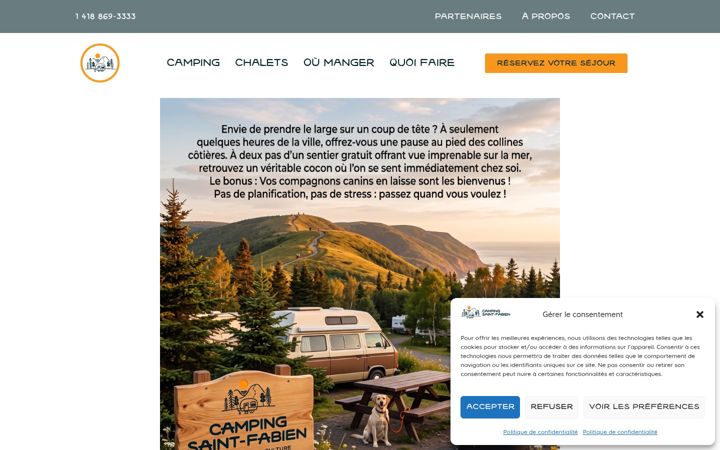 Screenshot of campingsaintfabien.ca