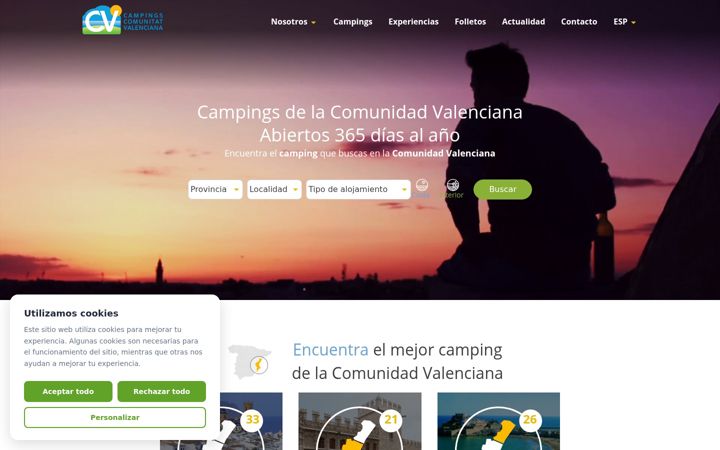 Screenshot of campingscomunidadvalenciana.es