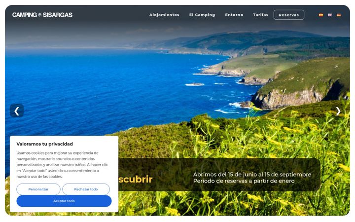 Screenshot of campingsisargas.com