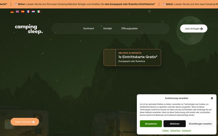 Screenshot ta' campingsleep.de