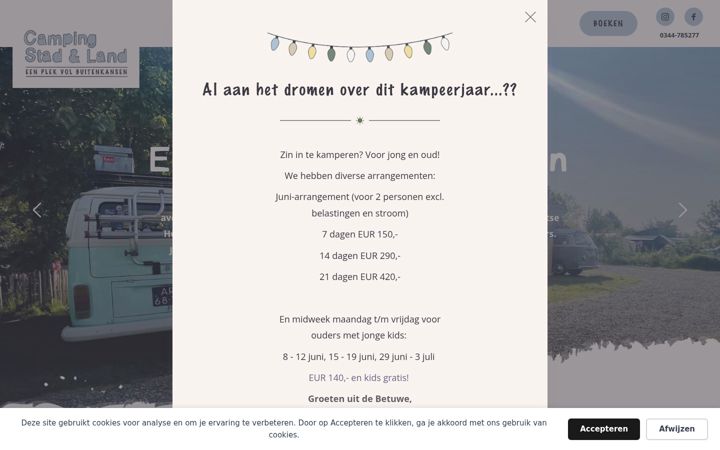 Snimka zaslona za campingstadenland.nl