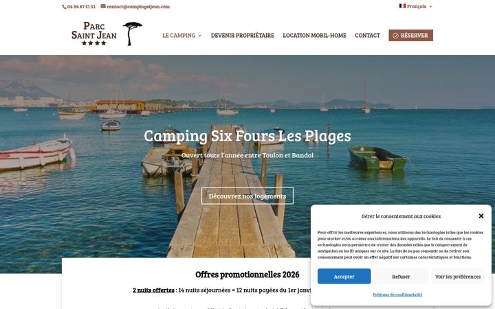 Screenshot of campingstjean.com