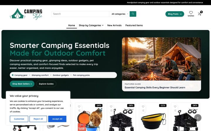 Screenshot of campingstyle.co.uk