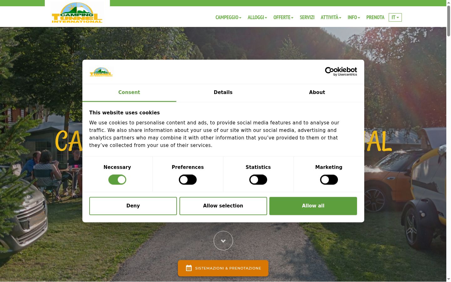 Screenshot of the consent banner shown before any interaction