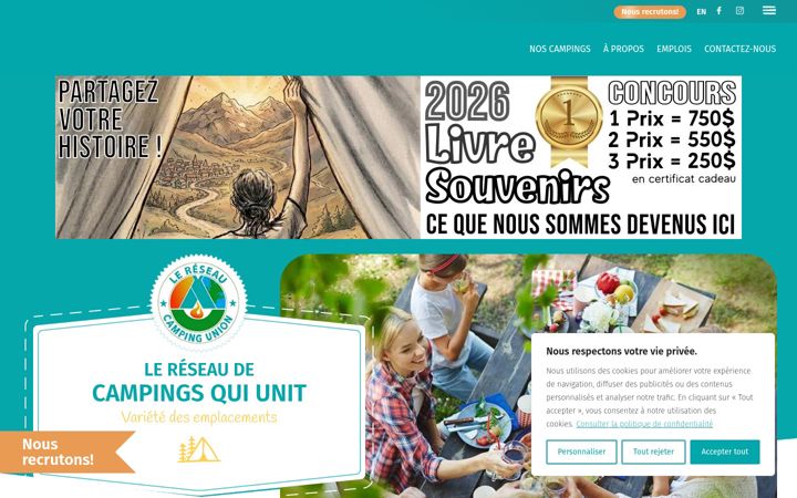 Screenshot of campingunion.com