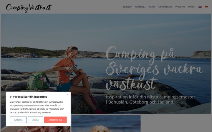 Screenshot of campingvastkust.se