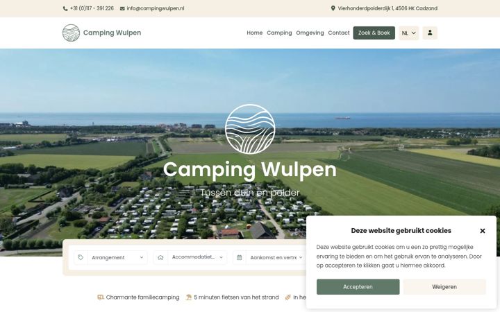 Screenshot of campingwulpen.nl