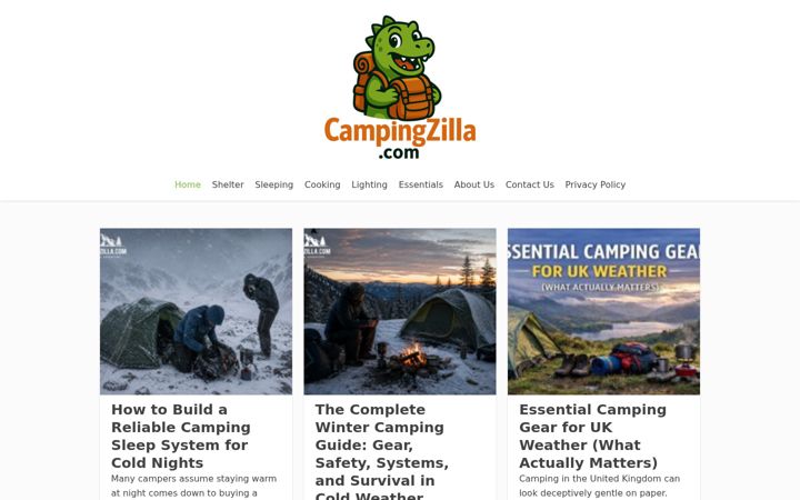 Screenshot of campingzilla.com