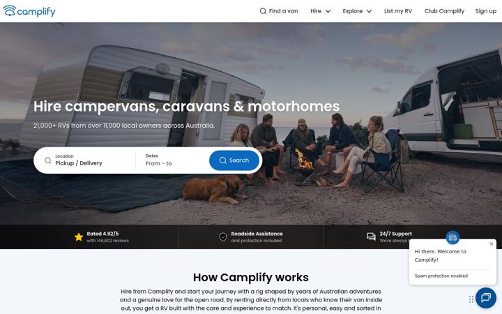 Skärmbild av camplify.com.au
