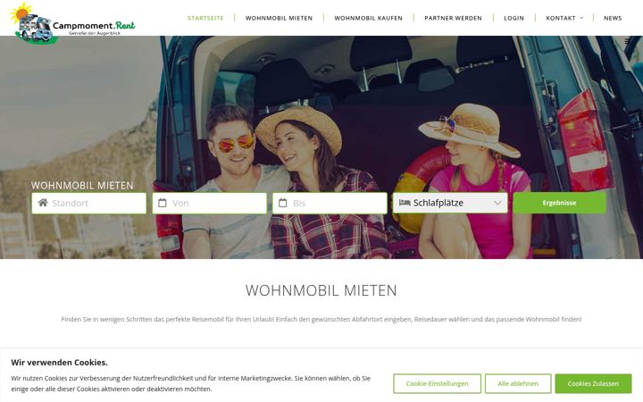 Skärmbild av campmoment.rent