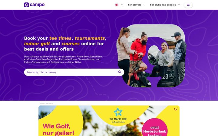 Képernyőkép: campo-golf.de