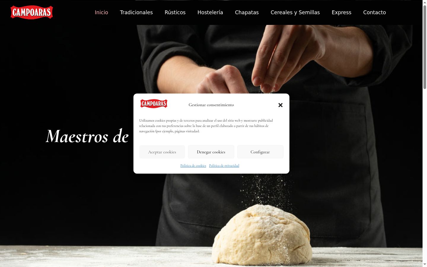 Screenshot del banner di consenso mostrato prima di qualsiasi interazione