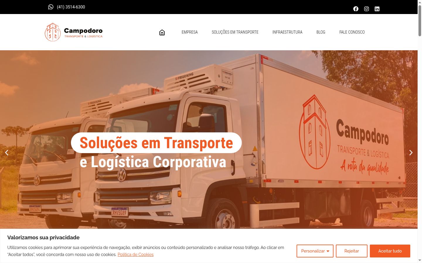 Captura de pantalla del banner de consentimiento mostrado antes de cualquier interacción