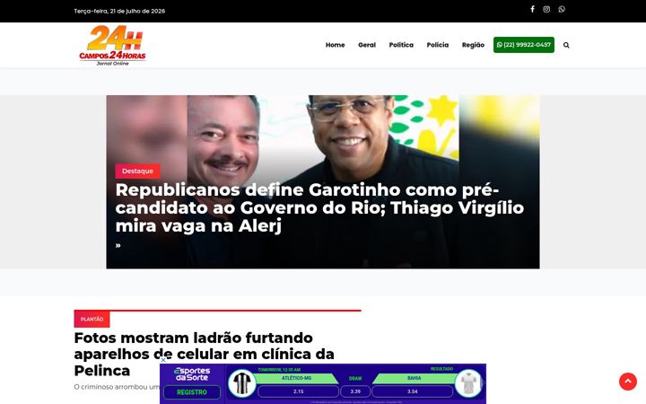Screenshot of campos24horas.com.br