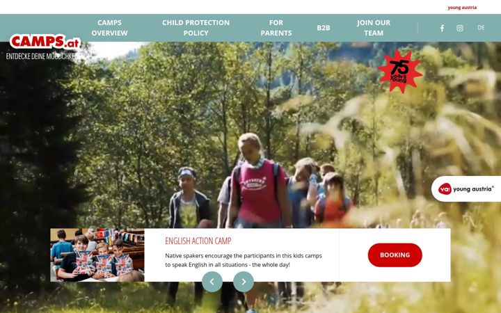 Screenshot of camps.at
