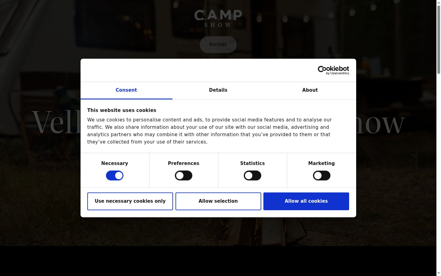 Capture d'écran de la bannière de consentement affichée avant toute interaction