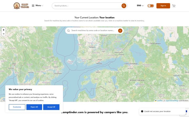 Screenshot of camptinder.com
