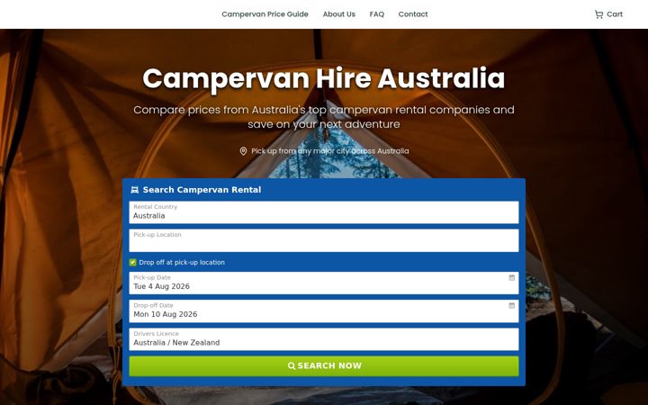 Captură de ecran a camptoo.com.au