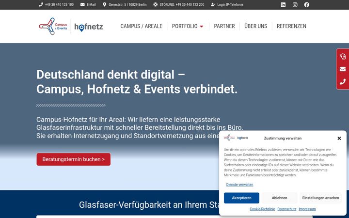 Screenshot of campus-hofnetz.de