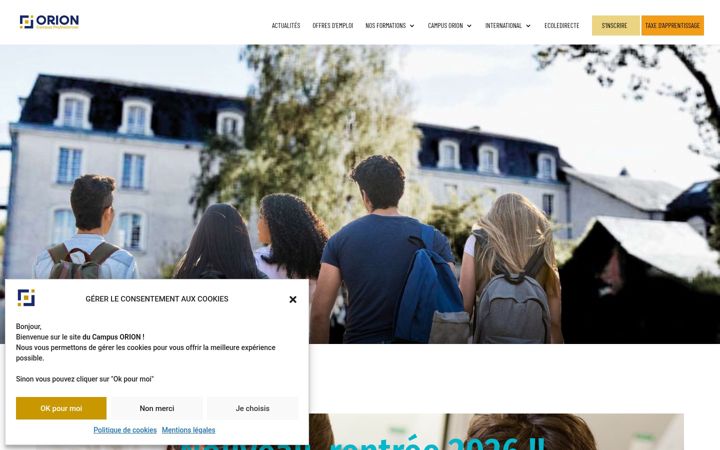 Kuvakaappaus sivustosta campus-orion.fr