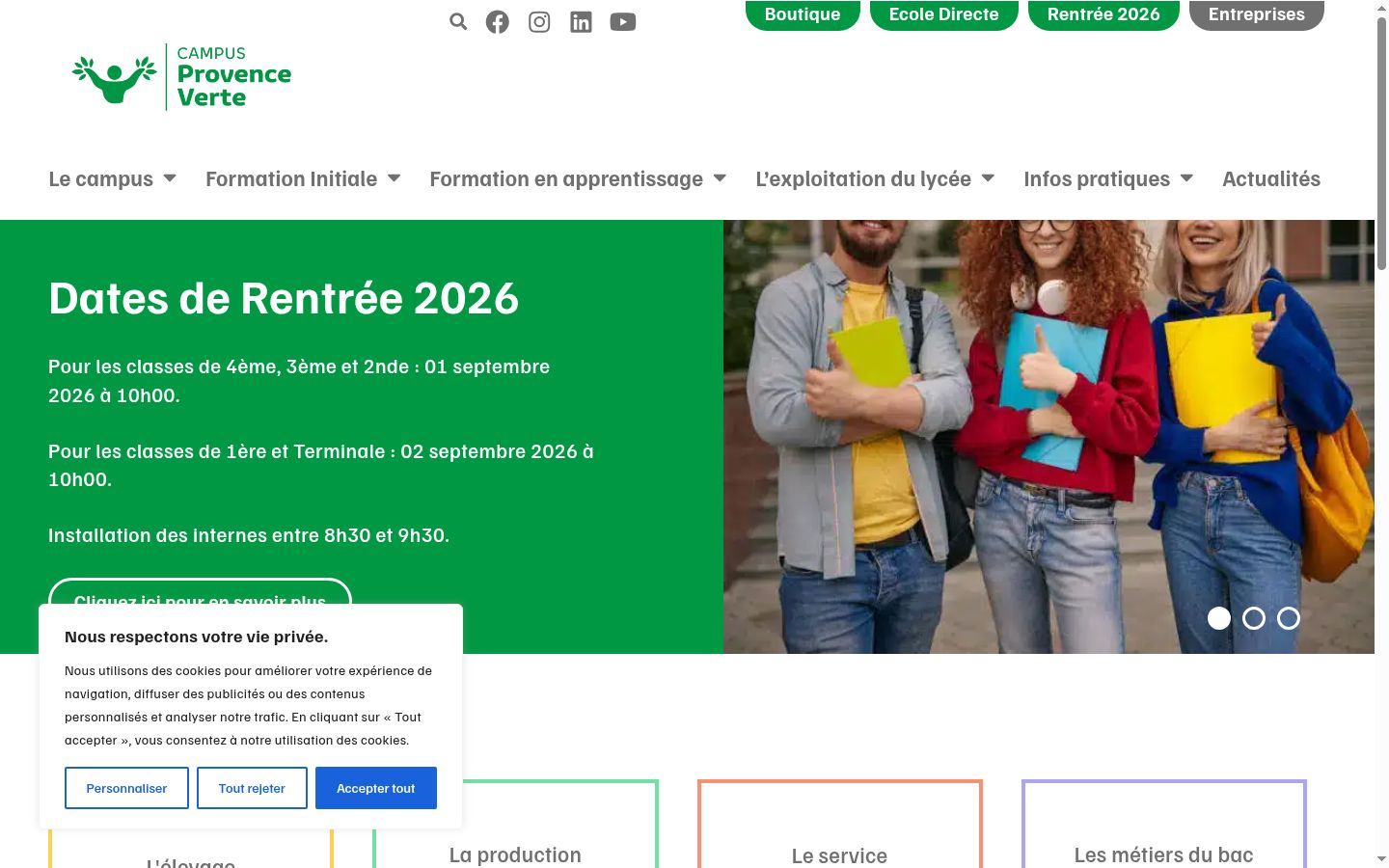 Captura de pantalla del banner de consentimiento mostrado antes de cualquier interacción