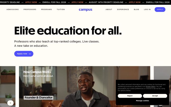Screenshot von campus.edu
