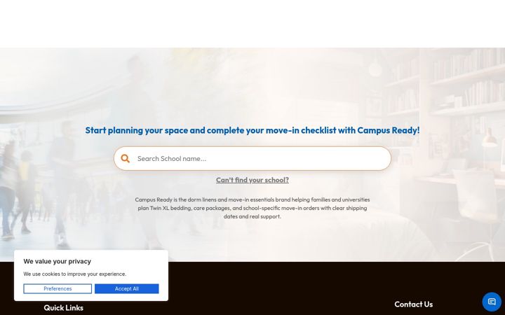 Screenshot of campuscomforts.com