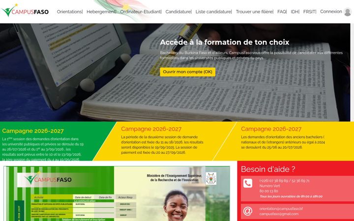 Screenshot of campusfaso.bf