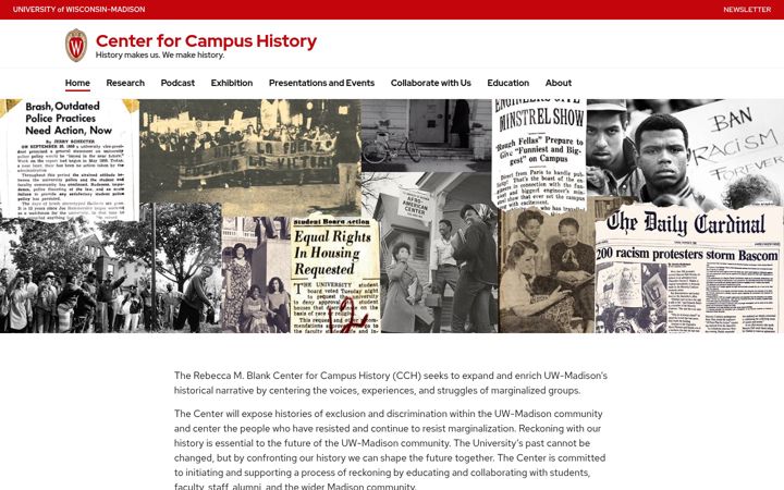 Ekraanipilt saidist campushistory.wisc.edu