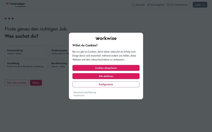 Screenshot of campusjaeger.de