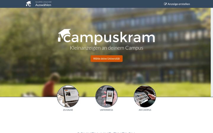 Screenshot von campuskram.de