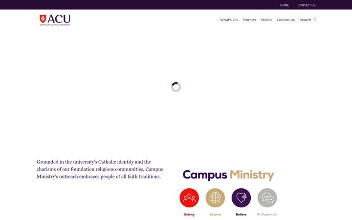 Screenshot of campusministry.acu.edu.au
