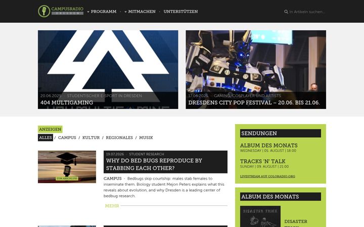 Screenshot of campusradiodresden.de