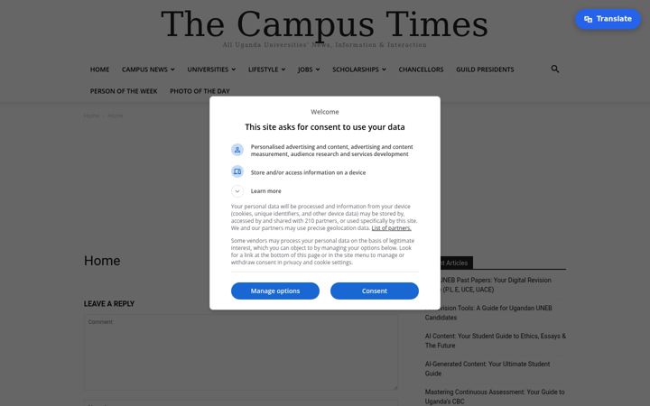 Screenshot of campustimesug.com