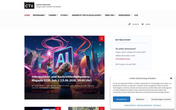 Screenshot of campustv.ch