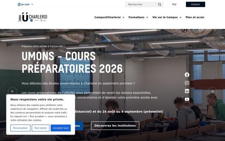Screenshot of campusucharleroi.be