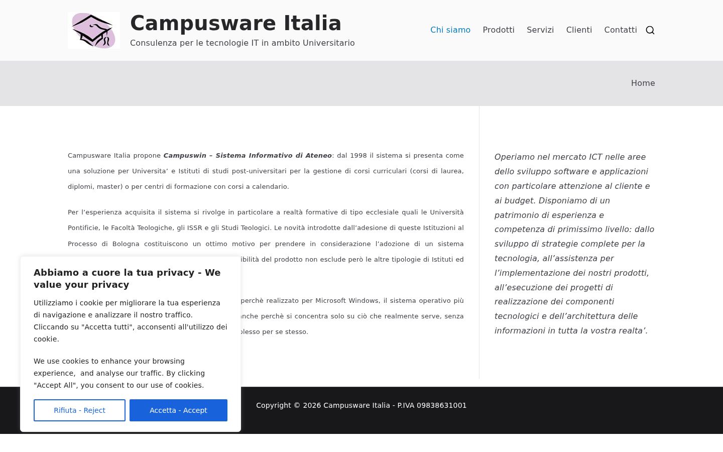 Screenshot del banner di consenso mostrato prima di qualsiasi interazione