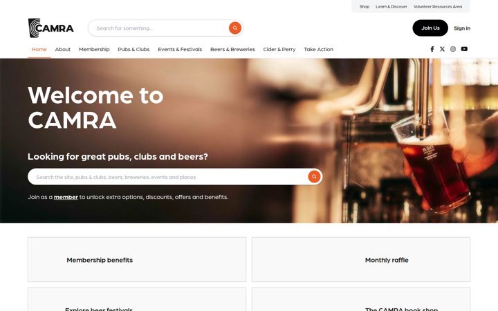 Screenshot of camra.org.uk