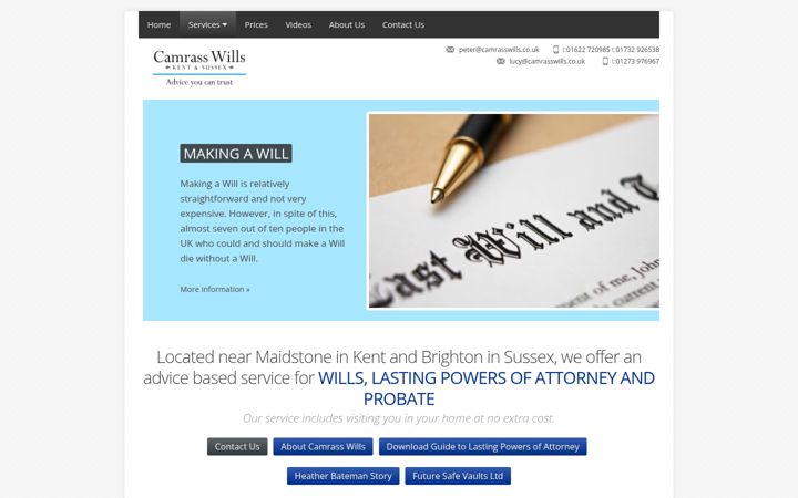 Screenshot of camrasswills.co.uk
