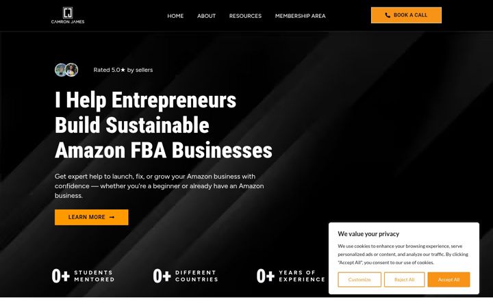 Screenshot of camronjames.com