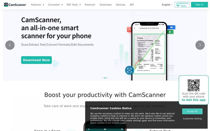 Screenshot του camscanner.com